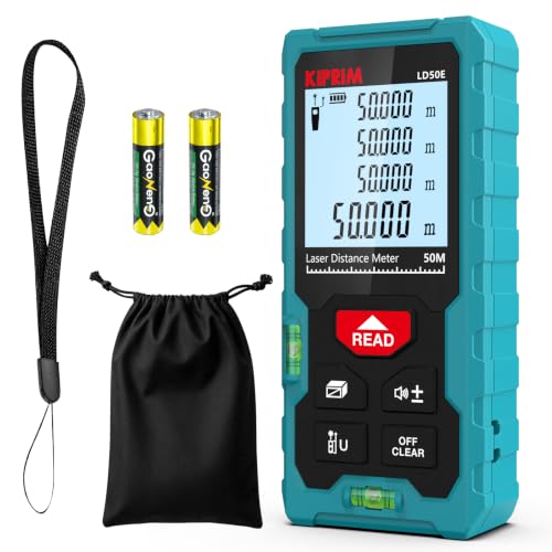Kiprim LD50E Laser Distance Measure,165ft/50M,Backlit LCD,Ft/M/in Switch