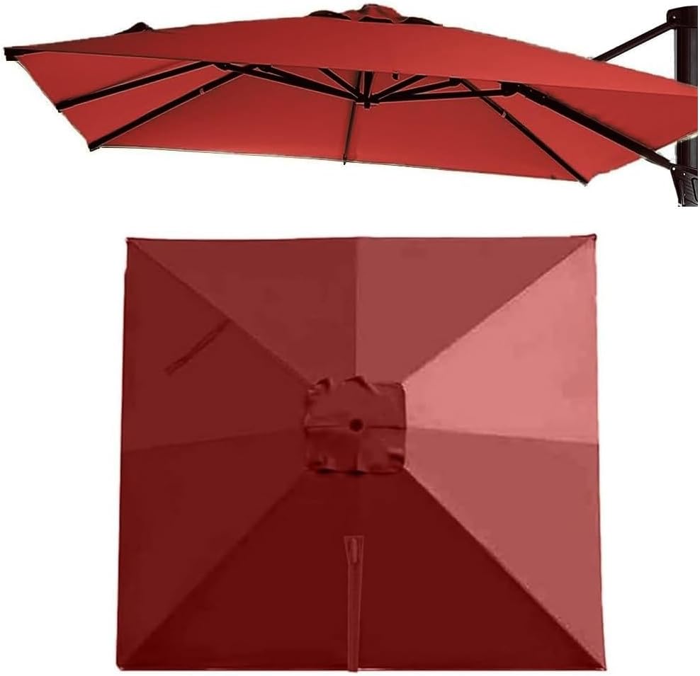 8'x8' Square Patio Umbrella Canopy Cantilever Umbrella Replacement Top Cover, 8-Ribs Offset Parasol Top Cloth Replacement Fabric For Yard Market