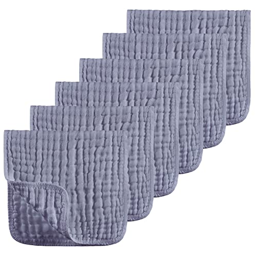 Image of Muslin Burp Cloths 100% Cotton Muslin Cloths Large 20''x10'' Extra Soft and Absorbent 6 Pack Baby Burping Cloth for Boys and Girls by Looxii (Fog Blue)