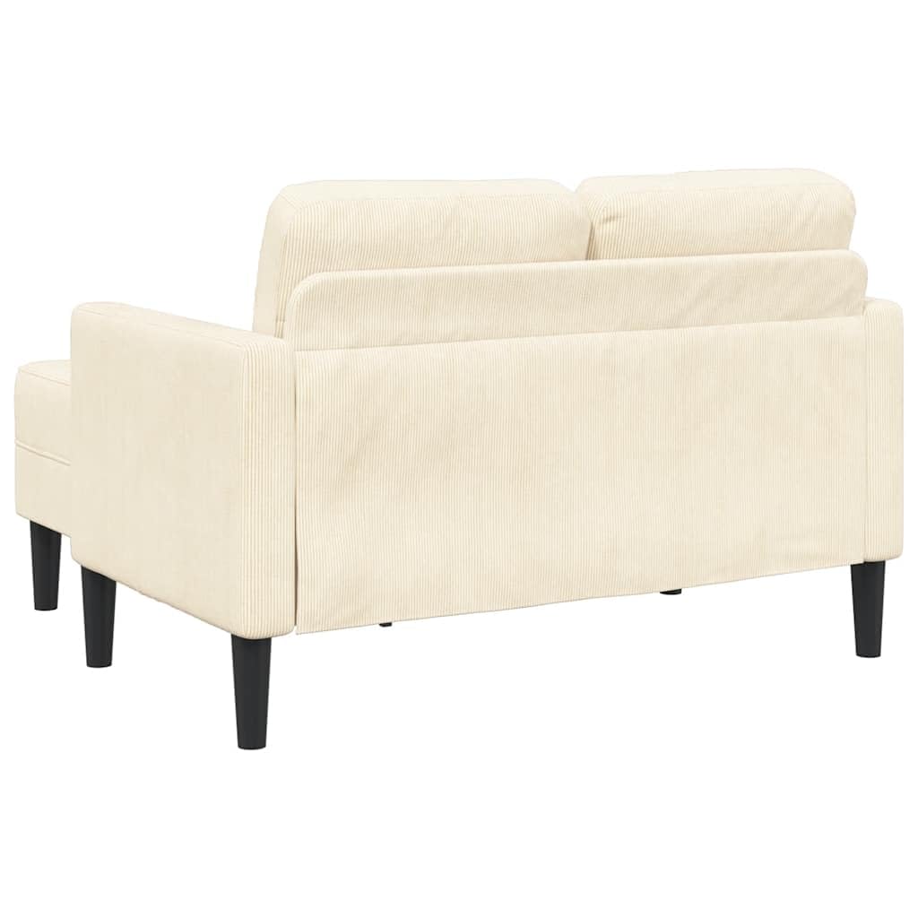 vidaXL Sofá de 2 plazas con Chaise Longue en Forma de L Crema 125cm, sofá de 2 plazas para Dormitorio, sofá de Dos plazas, sofá de Dos plazas