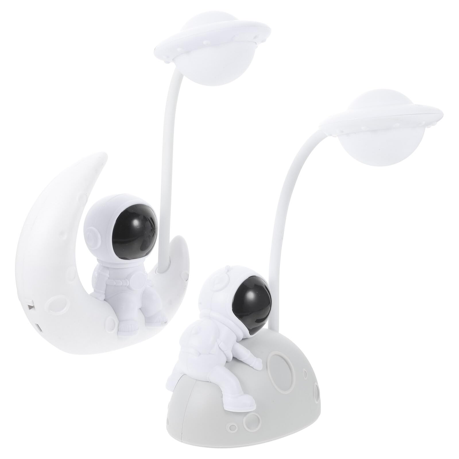 Lámpara de Noche de Astronauta USB Juego de 2 Piezas Luz LED Cálida y Romántica Diseño Compacto Colores Plata y Azul Adecuado para Decoración de Dormitorio y Cumpleaños