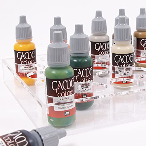 Image of Craftelier - Paint Stand or Organiser Tray for Alcohol-based Inks with 25 Paint Jars O 2.5 cm (8 inch x 7 inch x 1.2 inch) | Transparent Colour - Dimensions Approx. 20.3 x 17.7 x 3.1 cm (8 inch x 7 inch x 1.2 inch)