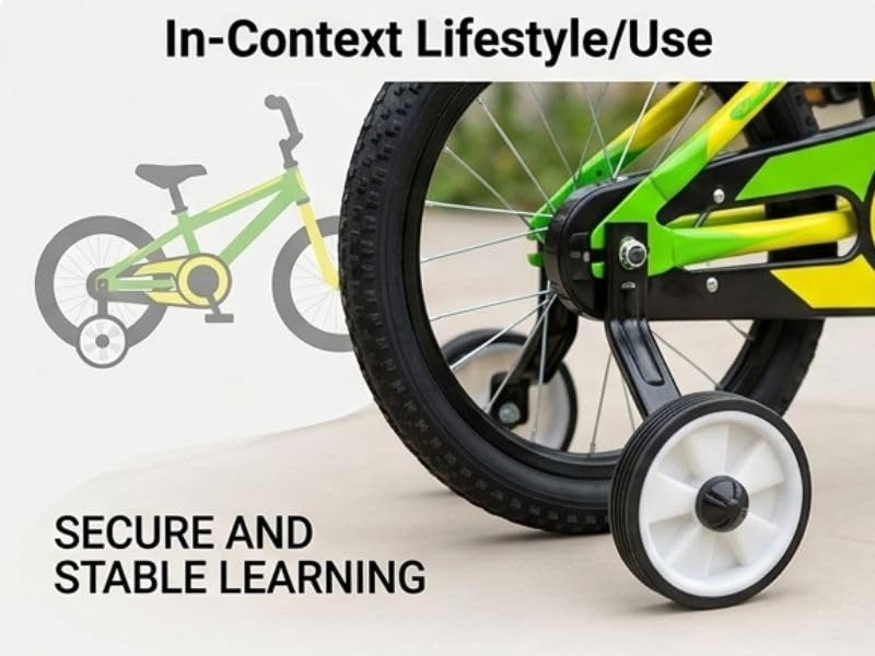 Image of Wheels for Bicycle 16T 18T 20T Adjustable Size - Durable Training Support Wheels for Kids Cycles | Sturdy Metal Bracket with Smooth Ride