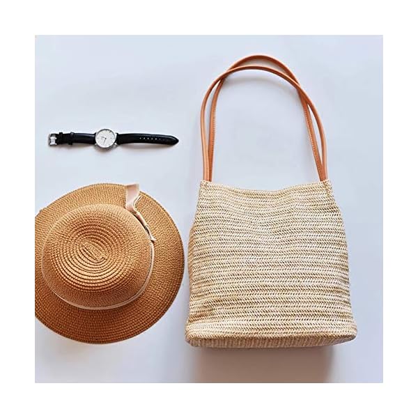 Aphoraeny Straw Beach Bag Buckets Totes Handbag Shoulder Tote Bag Straw Purse Summer Purse Women Summer Handbag