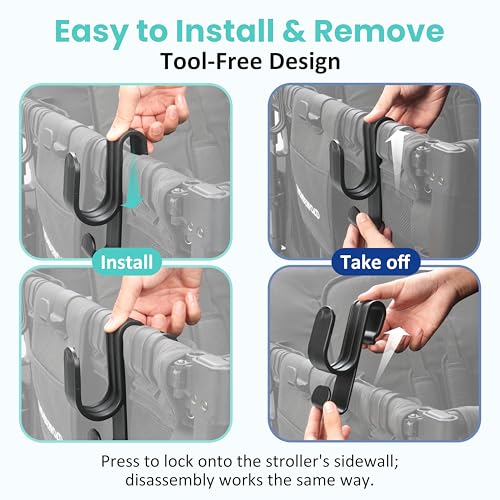Stroller Hooks for Wonderfold Wagon W2 & W4, Double-Layer Multipurpose Side Hook for Balance Bikes & Bags, Space-Saving Wonderfold Wagon Accessories, 88lbs Load Capacity (2PCS) - Thumbnail 7
