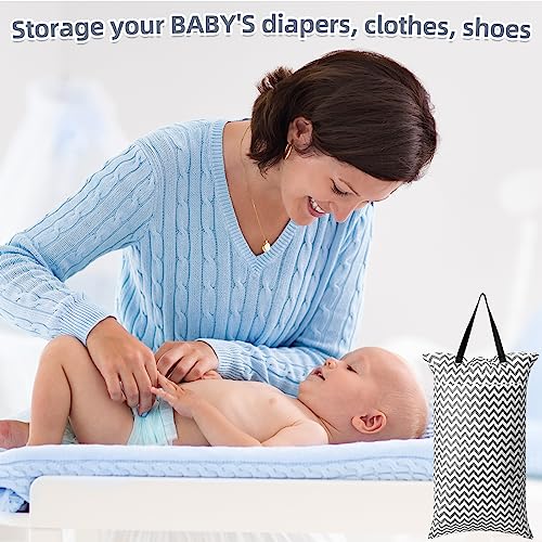 Windyun 4 Pack Large Wet Dry Bag Hanging Cloth Diapers Wet Bags Waterproof Reusable Travel Laundry Bag with 2 Zippered Pockets for Swimsuit Beach Pool Daycare Yoga Gym Dirty Wet Clothes 27.6 x 15.8 In - Thumbnail 5