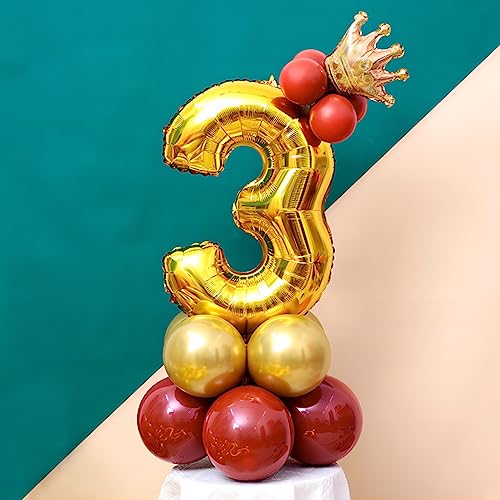 Image of Gold Number Balloons Birthday Balloons - Giant Gold Number 3 Balloon 40 inch, Numbers Balloon Birthday Decorations, Gold Party Supplies for Women Men