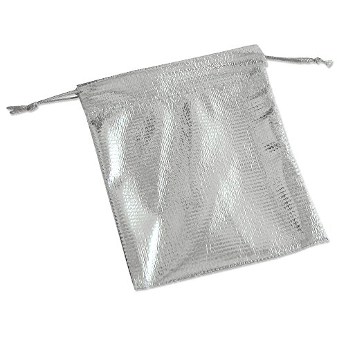 Metallic Drawstring Pouch Large Silver (Dozen)