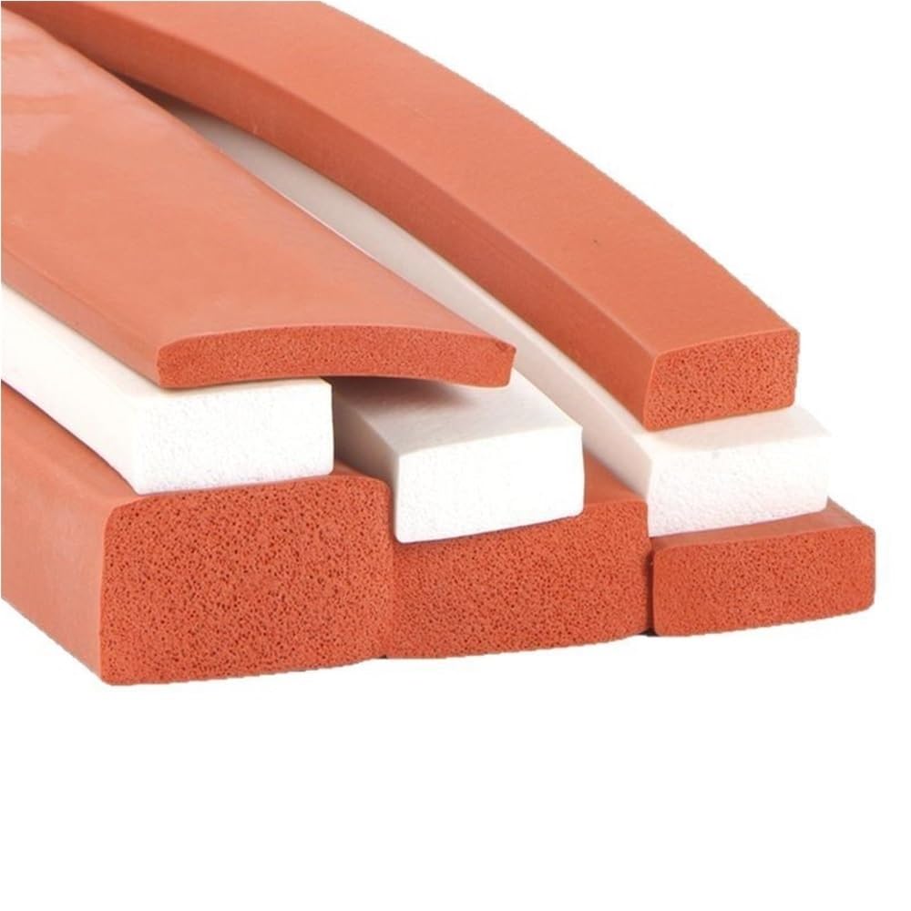 Junta de sellado de silicona Tira de sellado plana espuma silicona con cabezal cuadrado rojo, almohadilla autoadhesiva 1 m rectangular bIanc0(40 * 20mm)