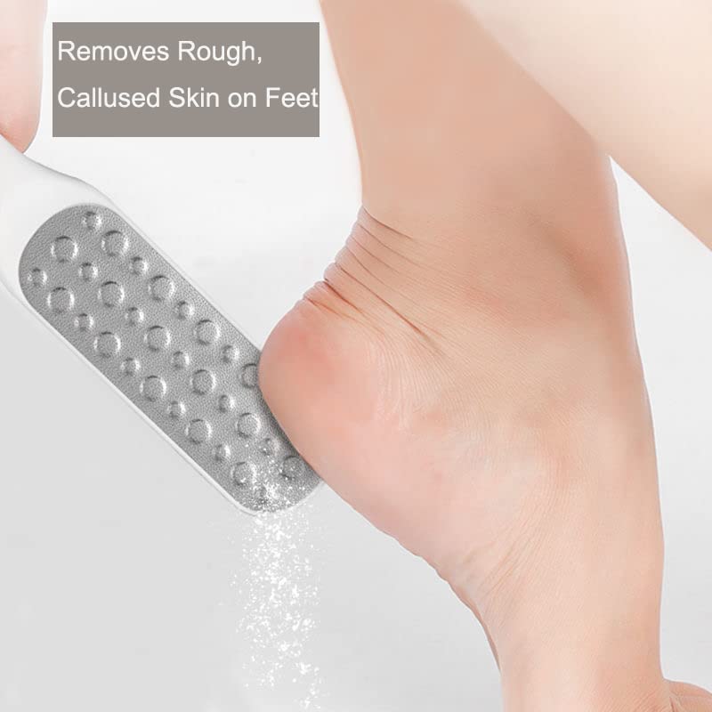 2 Pcs Double Sided Multidirectional Nickel Foot File Callus Remover Heel Scraper Foot Scrub Care Tool to Remove Rough Cracked Corns Smoothing Hard Skin