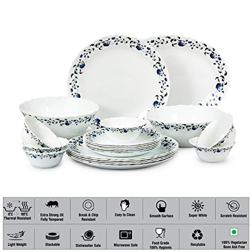 Image of Cello Opalware Imperial Vinea Opalware Dinner Set, 21 Pieces, White