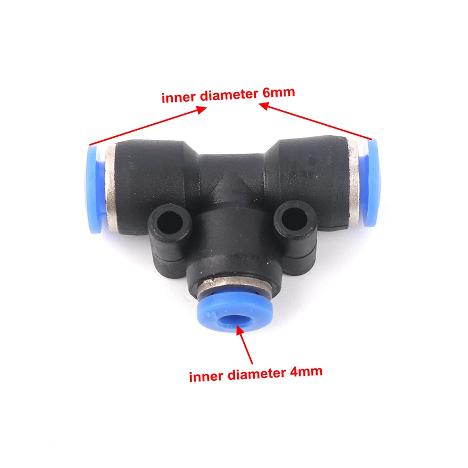 Zubehör für Tropfbewässerungssysteme für den Garten 50 Verringerung des T-Shirts mit hohem Druckschlauch Schnellgelenk-Kunststoff-T-Stück-Adapter Pneumatisches Luftschlauchgelenk (Color : 6 4)