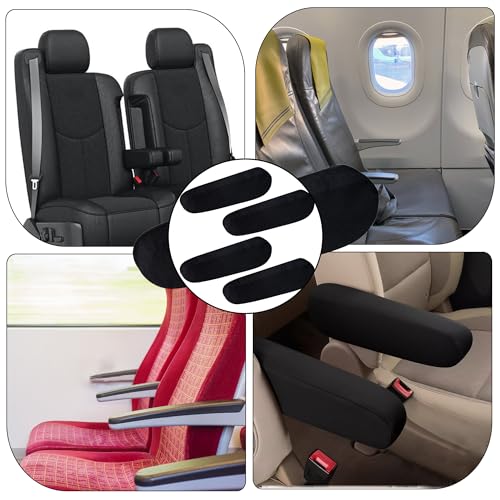 HO-SFSM 4 Stück Universal Auto Armlehnenbezug - Elastischer Armlehnenbezug für Auto, SUV, LKW und Van (Schwarz)