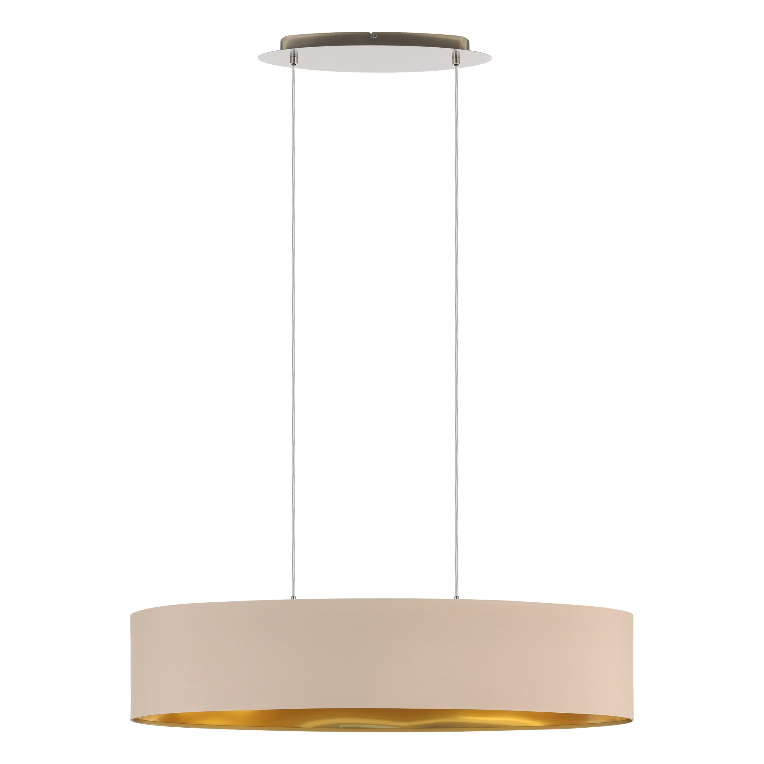 Eglo Suspension luminaire Maserlo, lustre suspendu en acier et textile | couleur nickel mat, taupe, doré, lampe de salon et de salle à manger, douille E27, 100 cm