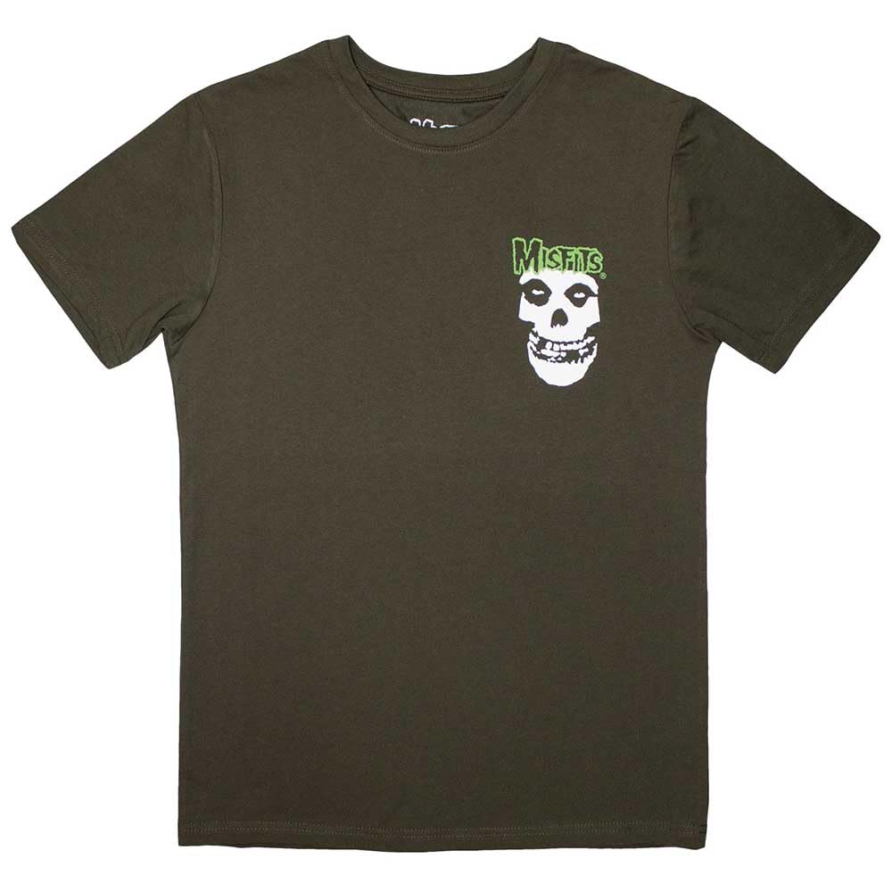 Rock Off officially licensed products Misfits Mini Skull and Logo T Shirt M Green