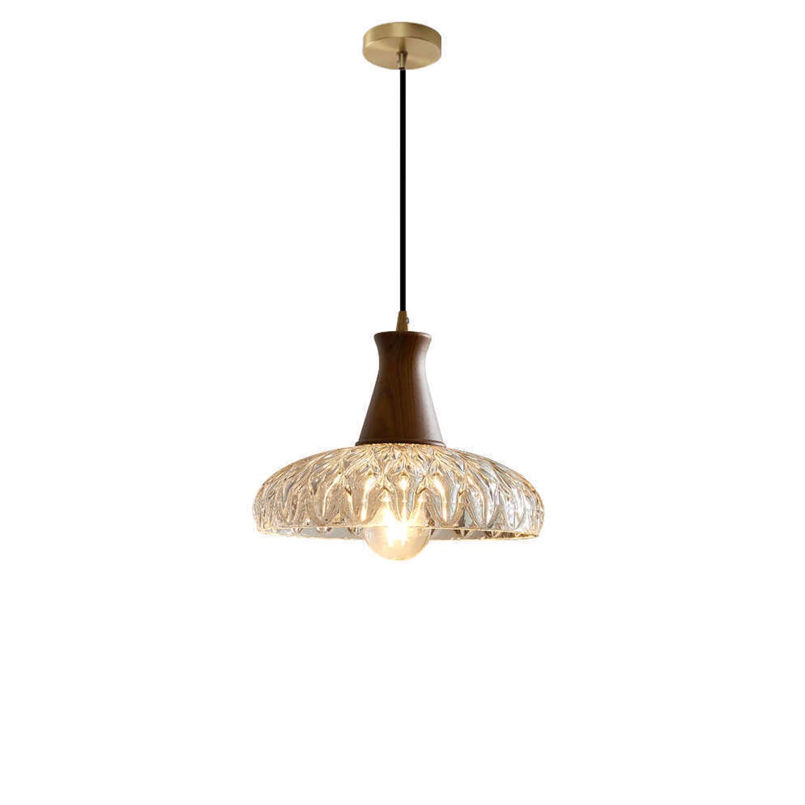 RSZCSMO Walnut Pendant Light E26 Warm Light Handcrafted Textured Glass Dining Table Hanging Lamp Suitable for Bedside, Dining Table, Balcony, Lighting Fixture