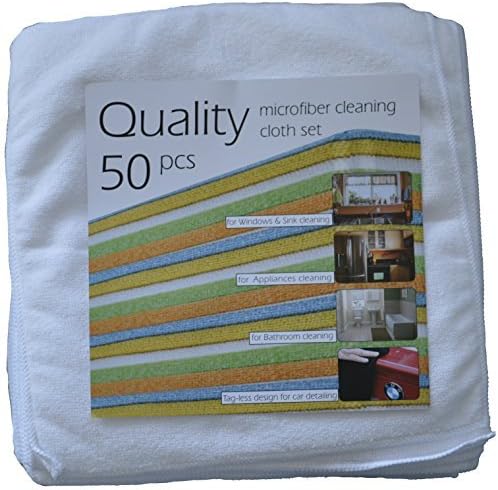 Quality Microfiber MFCW50 Cleaning Cloth, White, 50 Piece