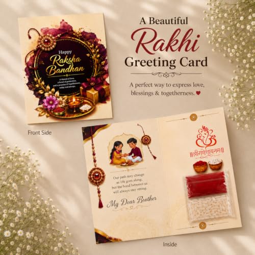Image of DIKANG Combo Pack of 10 Premium Rakhi Set for Brother and Bhabhi | Mauli Thread Rakhi with Roli Chawal Tilak Set & Greeting Card | Rakhis for Rakshabandhan with Tealight Candle (NR110)