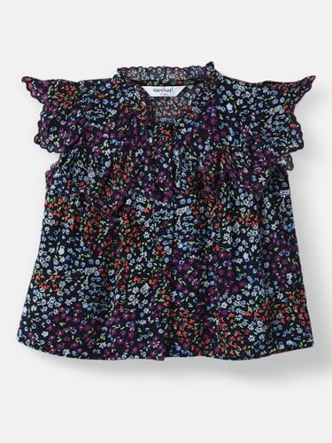 Image of Nautinati Baby Girls Printed Flutter Sleeve Top with Shorts Clothing Set | Age 0-3 Years