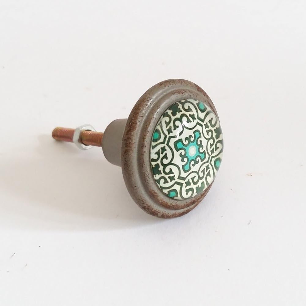 Vintage Style Drawer Knob Grey Green Filigree Cupboard Door Knobs Handles Pulls