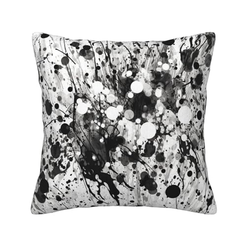 Housses de coussin imprimé éclaboussures noires et blanches
