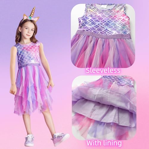 DXTON Toddler Girls Tutu Dresses Summer Short Sleeve Tulle Birthday Party Sundress for 3-8 Years3