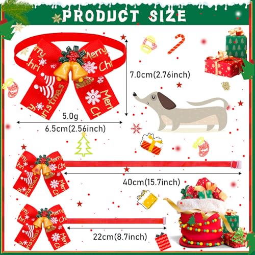 Bekecidi 9 Pack weihnachtliche Hundefliegen, Katzenhalsband Schneemann Weihnachtsbaum Elchmuster Fliegen für Hunde Katzen Haustiere Weihnachtsfest Dekorationszubehör