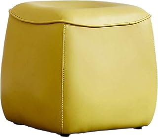 Taburete de pie, taburete de sofá, taburete, pufs creativos, banco de zapatos, taburete acolchado de piel sintética, reposapiés decorativo para sala de estar (tamaño: 42 x 42 x 40 cm, color: amarillo)