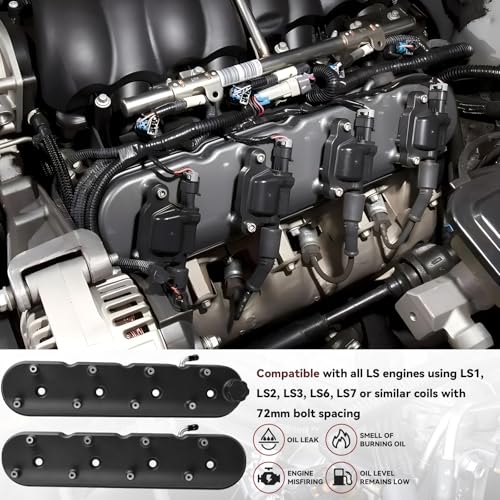 Autoptzxd AVC-TALL LS-B Cast Aluminum Tall Valve Covers W/Coil Mounts thumb #1