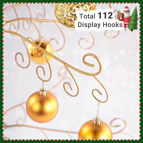 image for ELYKEN Christmas Ornament Display Stand Tree,112 Hanger Hooks for Baub