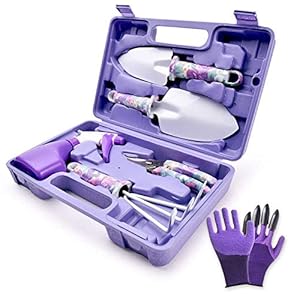 WISDOMLIFE 6-Teiliges Gartenwerkzeug-Set Gartenwerkzeuge Geschenkset Anti-Rutsch-Griff mit Antirostkelle, Gärtner, Gartenschere, Wassersprüher und Koffer