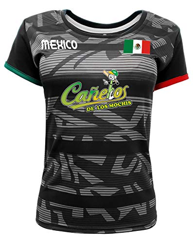 Women Jersey Mexico Cañeros de Los Mochis 100% Polyester Black/Grey (Medium)