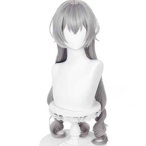 osseoca Silver gray long hair wig curly hair Center parted wig bangs big curls full hair cos anime show simulation wig 95cm 37inch (Bronya Zaychik-1) - Bronya Zaychik-1