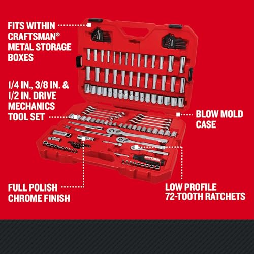 CRAFTSMAN Mechanics Tool Set, 135 Piece, 1/4 and 3/8 Inch Drive