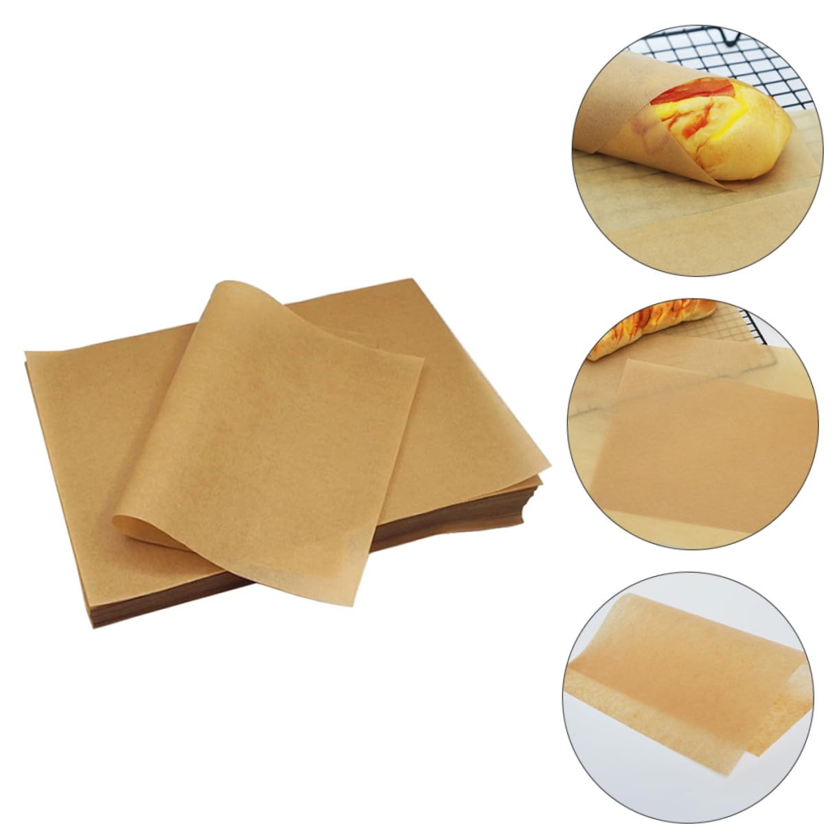 100 pièces Lot Papiers Cuisson Prédécoupés Papier Kraft Naturel Résistant Jusqu à Antiadhésifs et Polyvalents pour Barbecue Pâtisserie et Cuisson Vapeur Accessoires de Cuisine