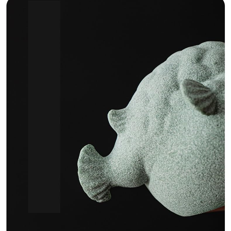 Statua fatta a mano Tè Pet Green Arenaria Pufferfish Piccoli ornamenti Creativo Desktop Ufficio Decorazione Tè Animale Animale Tè Gioco Tè Tavolo da T