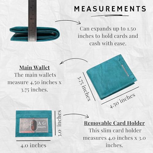 Image of AG Wallets Leather Wallet for Men - Sliding 2-in-1 Bifold Wallet with Removable Card Holder & RFID Protection - Premium Travel Wallet - Versatile & Functional Design - Peacock Blue