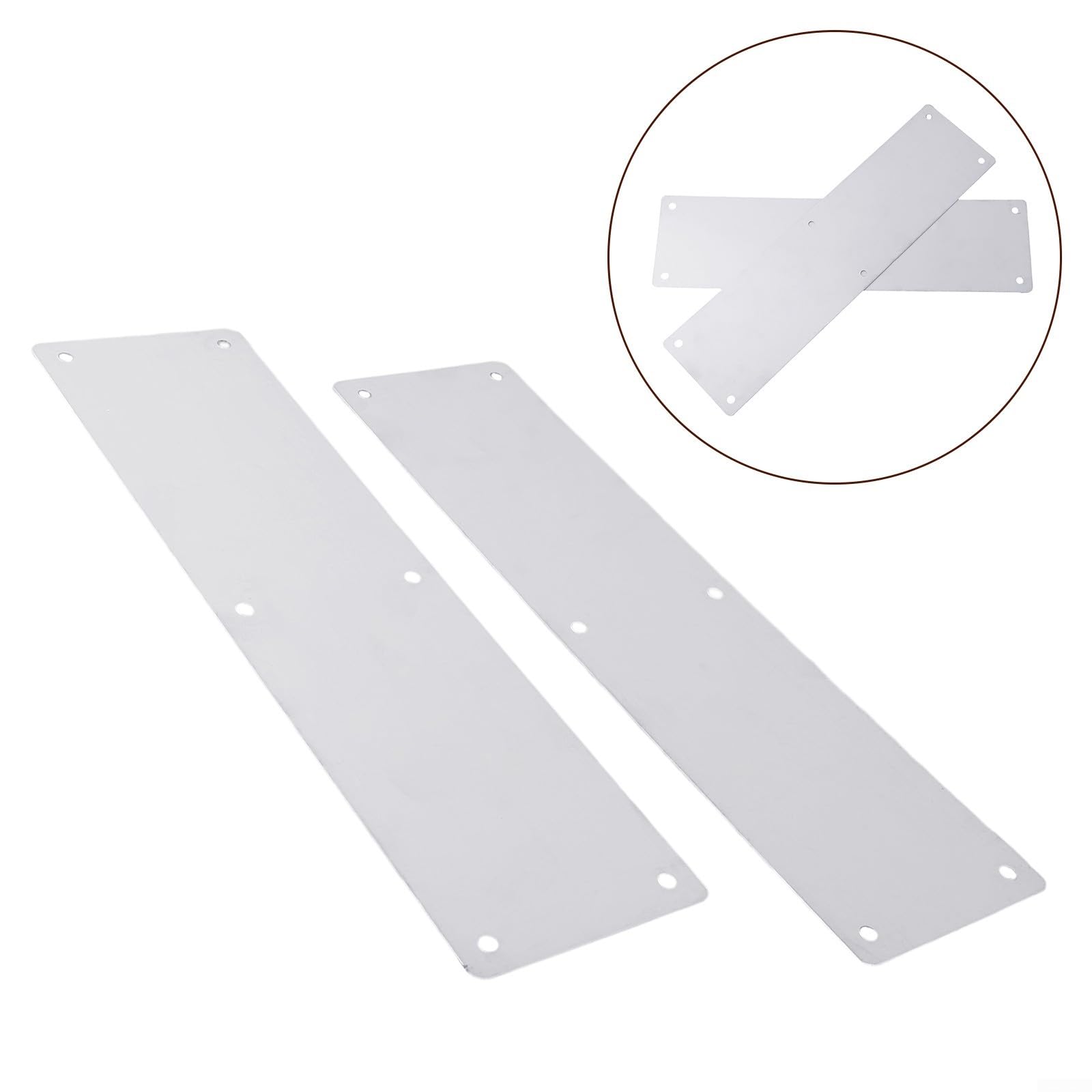 Lot de 4 Plaques de Poussée de Porte en Acier Inoxydable, Protection de Porte Intérieure et Extérieure, Sécurité Améliorée