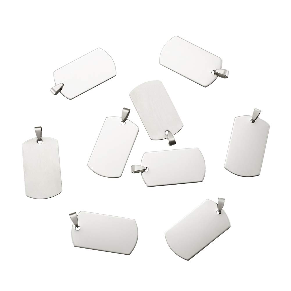 PandaHall 50pcs Stainless Steel Rectangle Blank Stamping Tags Pendants Charms 43x24mm with Snap On Bails for DIY Jewelry Making - Image 2