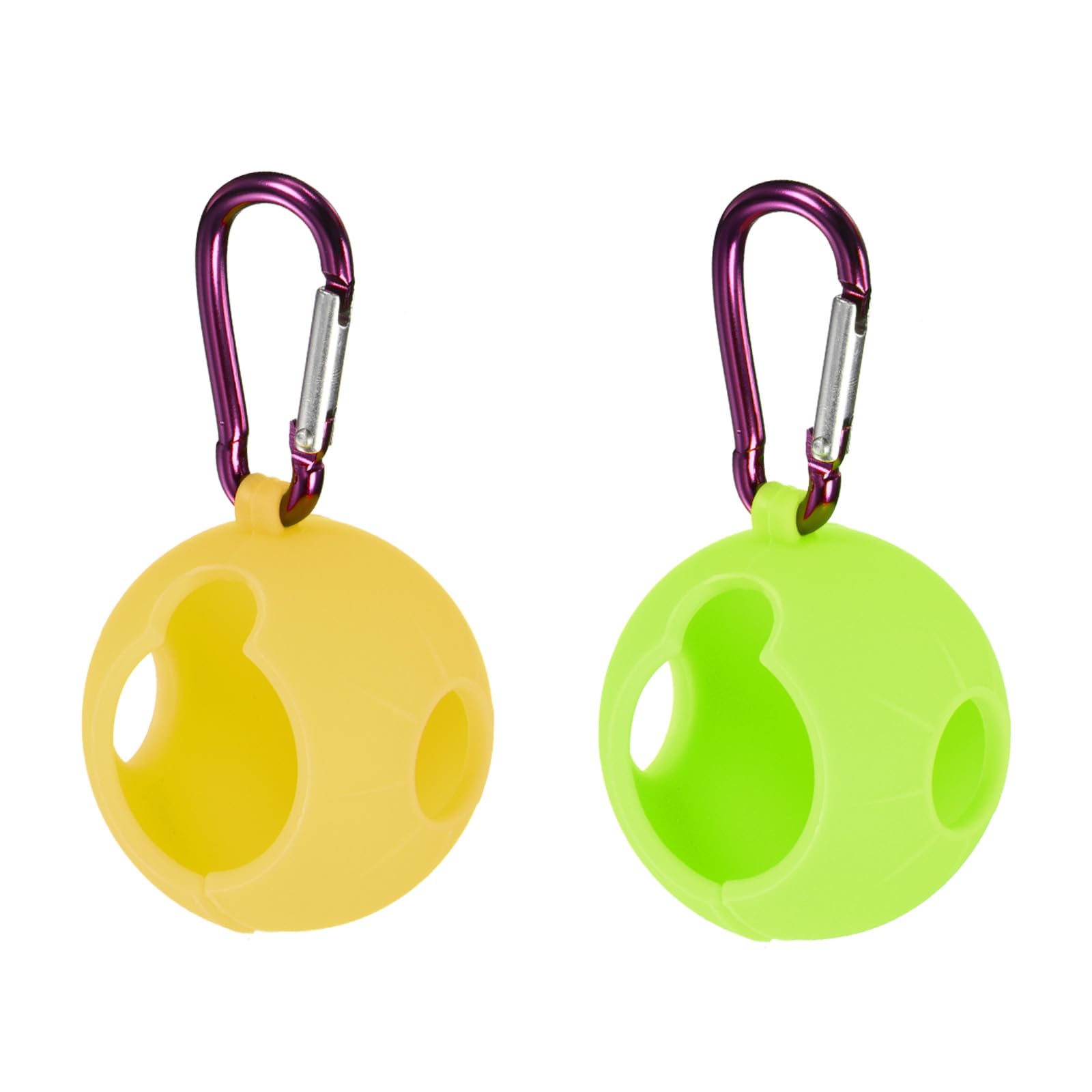 PATIKIL Golf Ball Holder, 2 Pack Silicone Balls Carrier Protective Portable Sleeve with Buckle for Golf Bag Belt, Green, Yellow