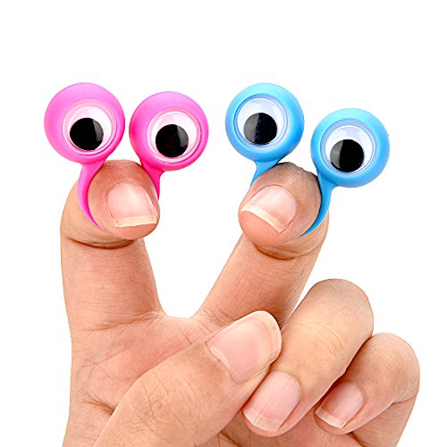 Frienda 30 Pieces Eye Finger Puppets Eye On Rings Googly Eyeball Ring Party Favor Toys For Kids, 5 Colors (Small Size) #TOP5