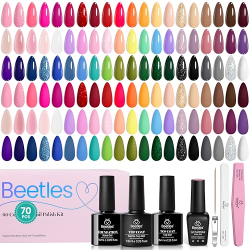 Beetles Gel Nail Polish Set, 70 PCS 60 Colors Red