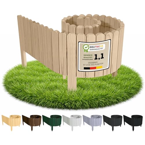 Floranica Beetumrandung Beeteinfassung 10 x 200 cm Unbehandelt Rasenkante Holz Gartenzaun Holzzaun...