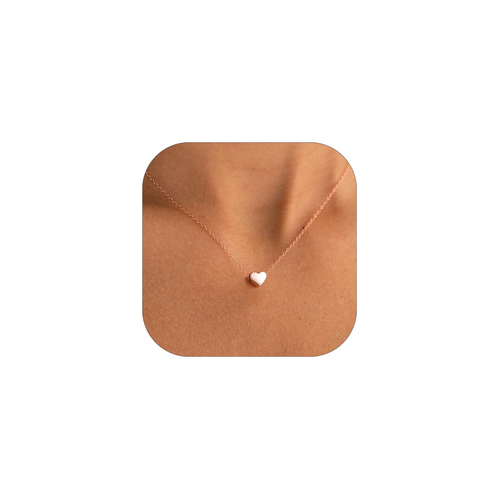 Rose Gold Plated Sterling Silver Tiny Heart Pendant Necklace Endlessness Love Dainty Necklace