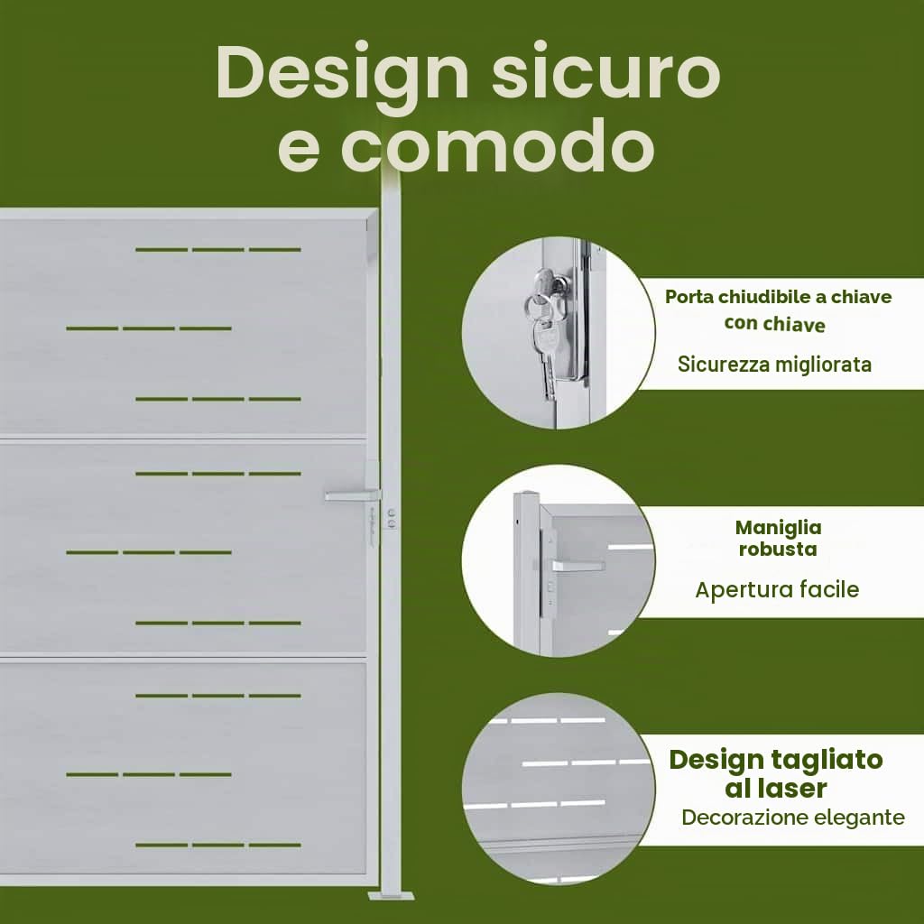 vidaXL Cancello da Giardino Argento 85 x 144 cm Acciaio Inossidabile, Cancello in Acciaio Moderno per Giardino e terrazza, barriera sicura e Ingresso Rettangolare