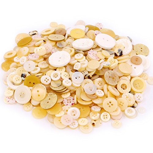 Swpeet 650 Pieces Assorted Sizes Resin Buttons 2 and 4 Holes Round Craft Buttons for Sewing DIY Crafts Manual Button Painting (Shell Color)