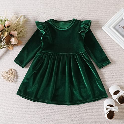 IDOPIP Toddler Baby Girls Velvet Tutu Dress Long Sleeve Princess Christmas Birthday Party Wedding Dresses Fall Winter Clothes2