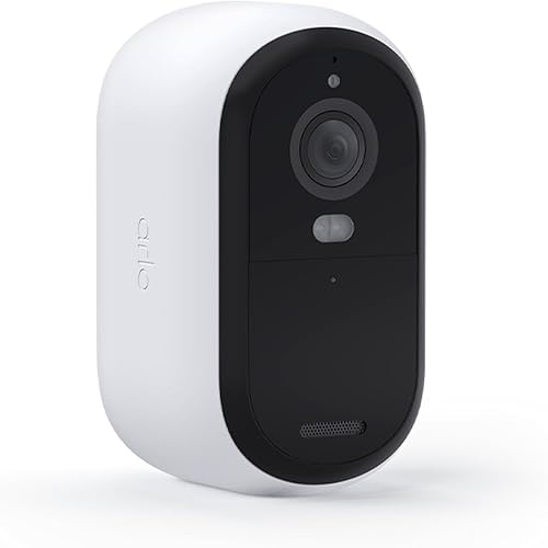 Arlo Essential - Cámara de seguridad 2K de 2 generación, cámara inalámbrica para interiores y exteriores con foco, audio de 2 vías, visión nocturna