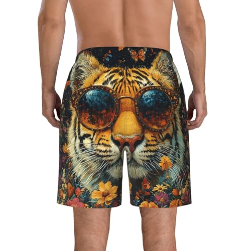 Men's Beach Shorts Board Casual Quick Dry Swim Trunks Holiday - Tiger Butterfly Hippie Vintage3