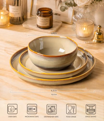 Image of TheTerra Ceramic Dinnerware Set for 6, 18-Piece Plates and Bowls Set